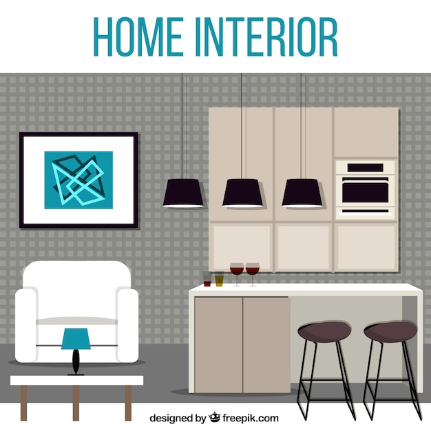 Free Vector interior of modern house