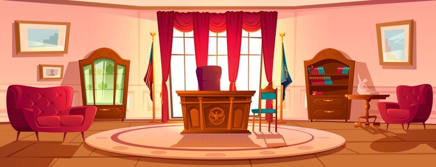 Interior of Oval office in White house daytime