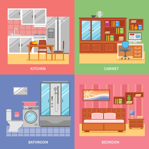 Free Vector interior room set