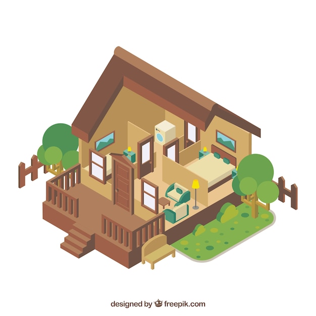 Free Vector interior rustic in isometric style