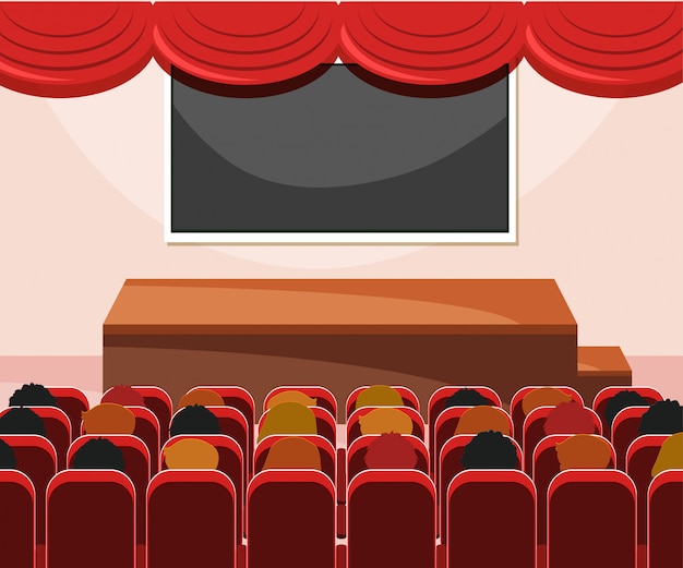 Free Vector interior of stage with audience