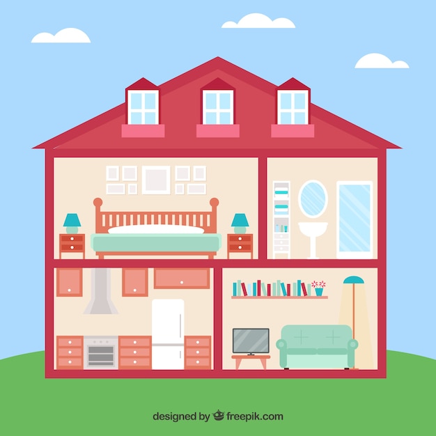 Free Vector interior view of house in flat design