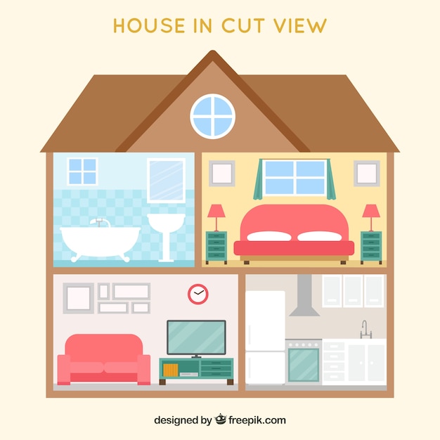 Free Vector interior view of nice house in flat design