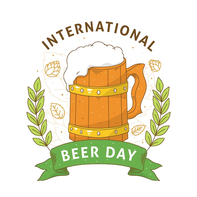 Free Vector international beer day drawn