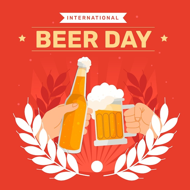 Free vector international beer day illustration