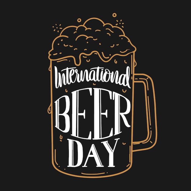 Free Vector international beer day lettering concept