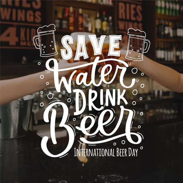 International beer day lettering concept