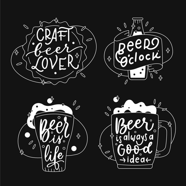 International beer day lettering labels