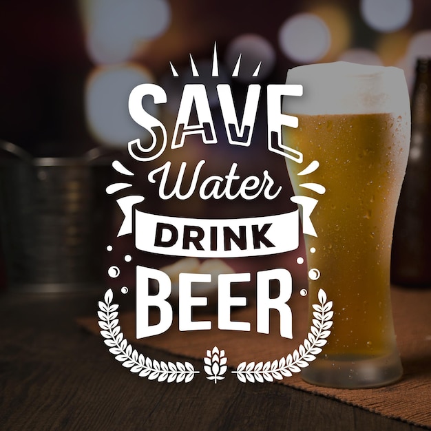 Free Vector international beer day lettering with photo