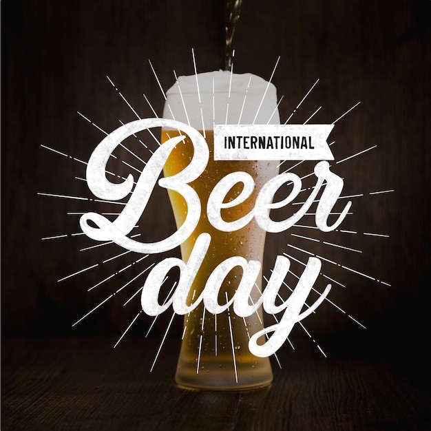 International beer day lettering with photo