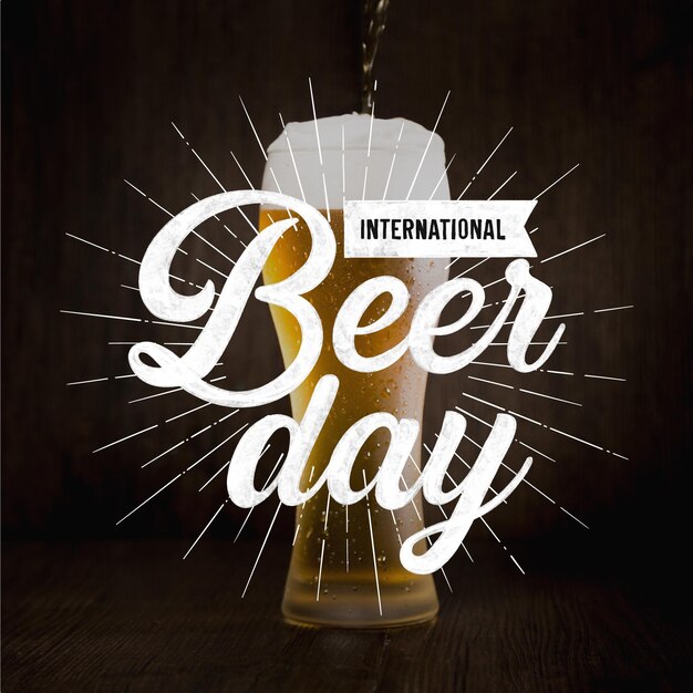 International beer day lettering with photo