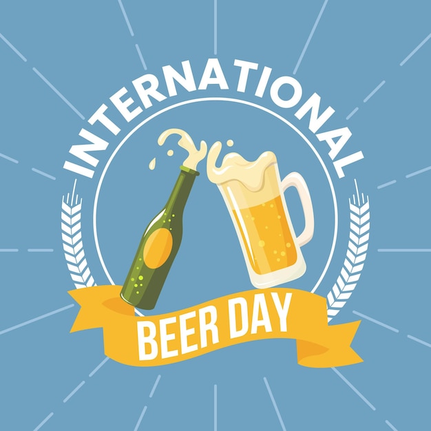 International beer day with beer and bottle