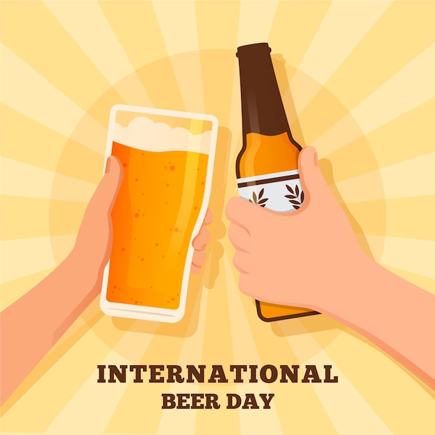 International beer day with bottle and glass