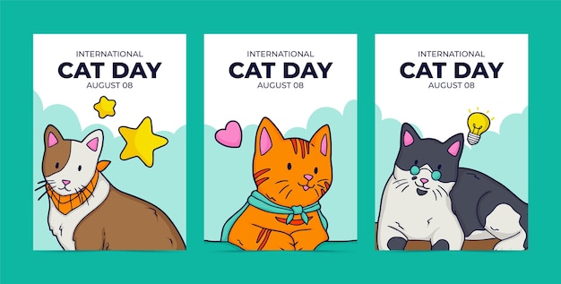 International cat day card set