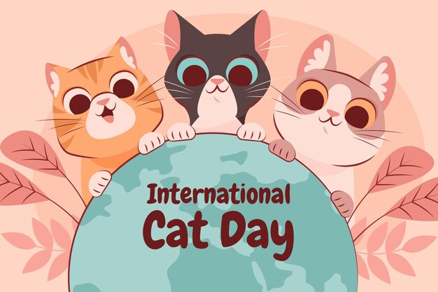 International cat day flat background