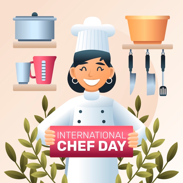 Free Vector international chefs day gradient illustration