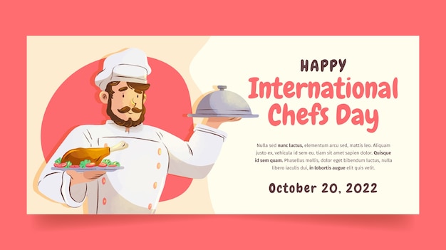 Free Vector international chefs day watercolor horizontal banner template