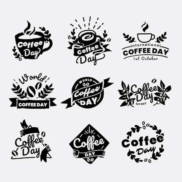 Free Vector international coffee day logo set