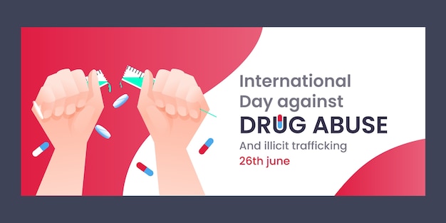 Free Vector international day against drug abuse and illicit trafficking  banner