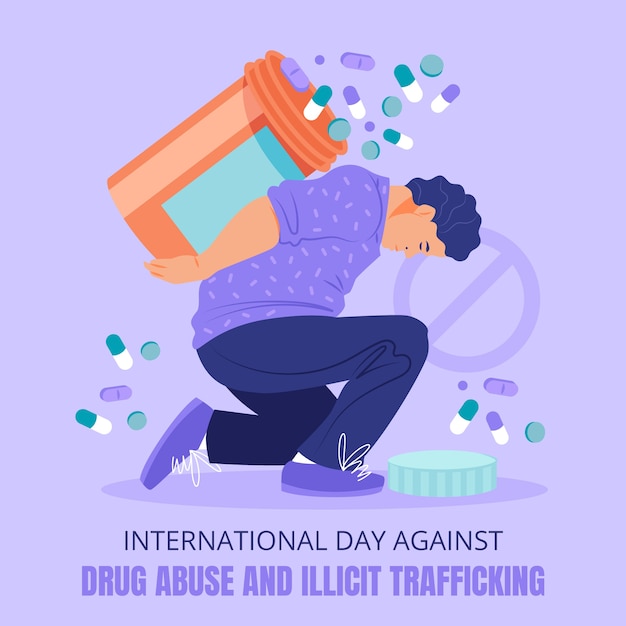 Free Vector international day against drug abuse and illicit trafficking  illustration