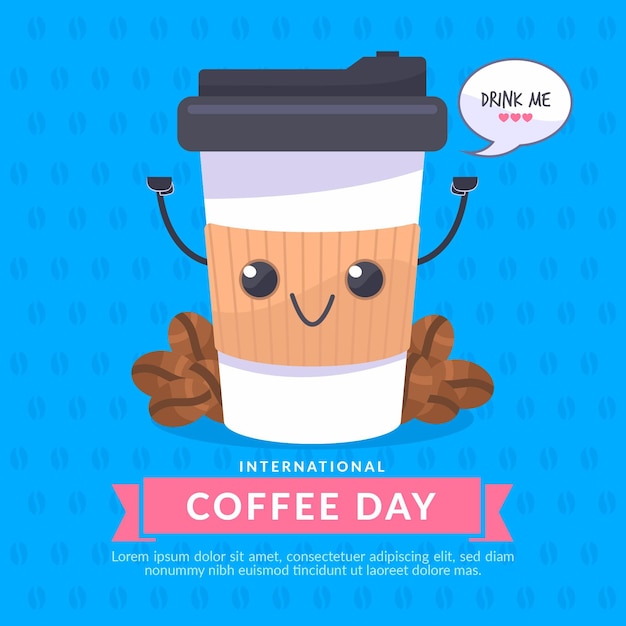 International day of coffee flat design