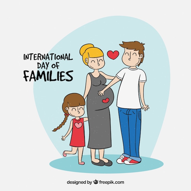 International day of families background in hand drawn style 