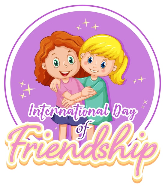 Free Vector international day of friendship banner with two little girls