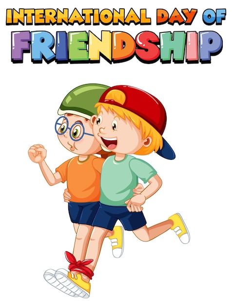 Free Vector international day of friendship logo with children three legged