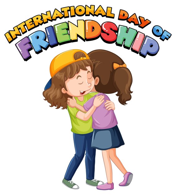 International day of friendship logo with girls hugging