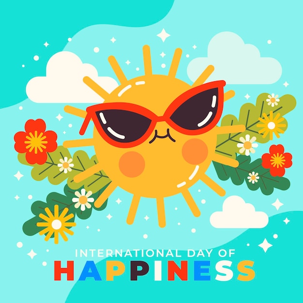 International day of happiness illustration