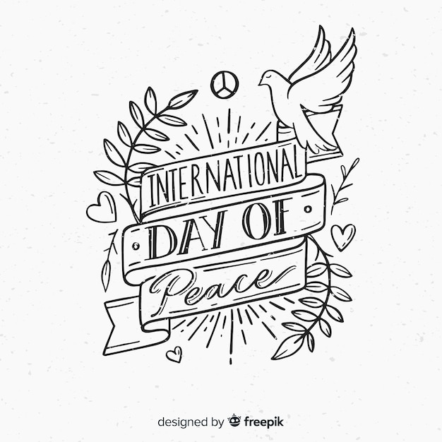 International day of peace composition hand drawn lettering