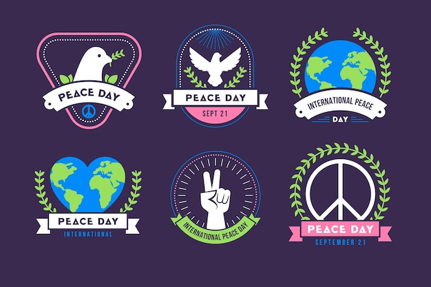 Free Vector international day of peace labels in flat design