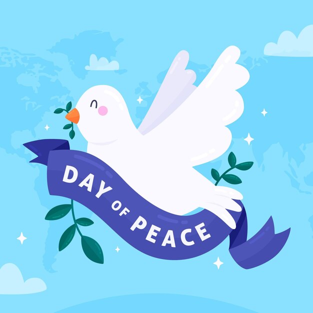 International day of peace with cute dove