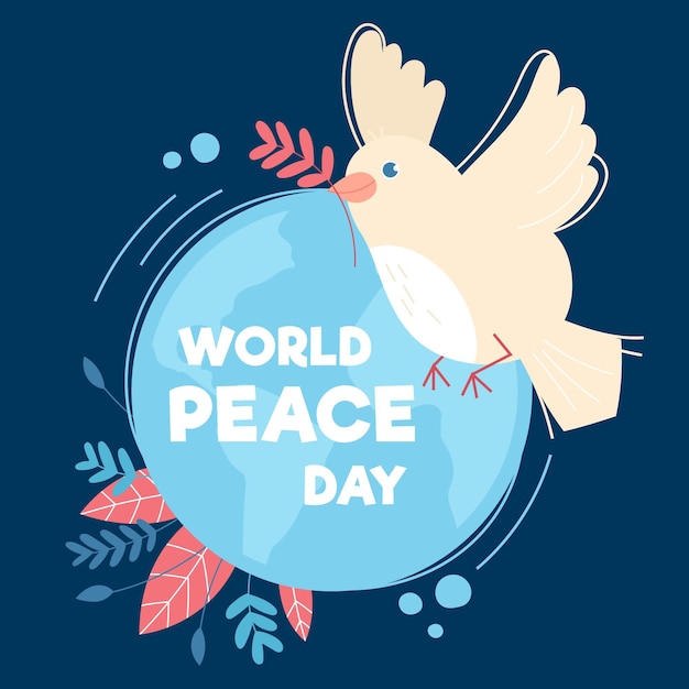 Free vector international day of peace with dove and earth