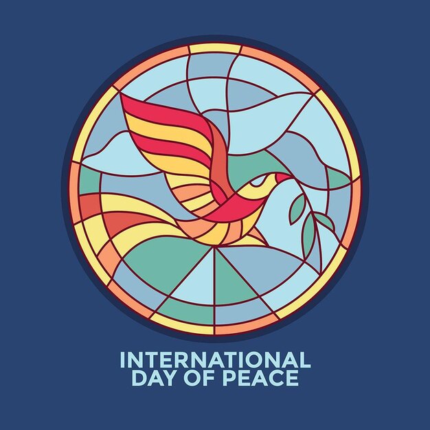 International day of peace with dove and stained glass