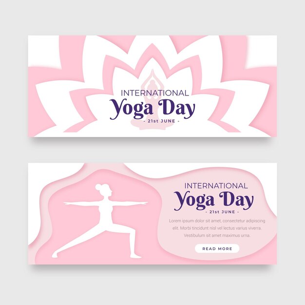 International day of yoga banner in paper style