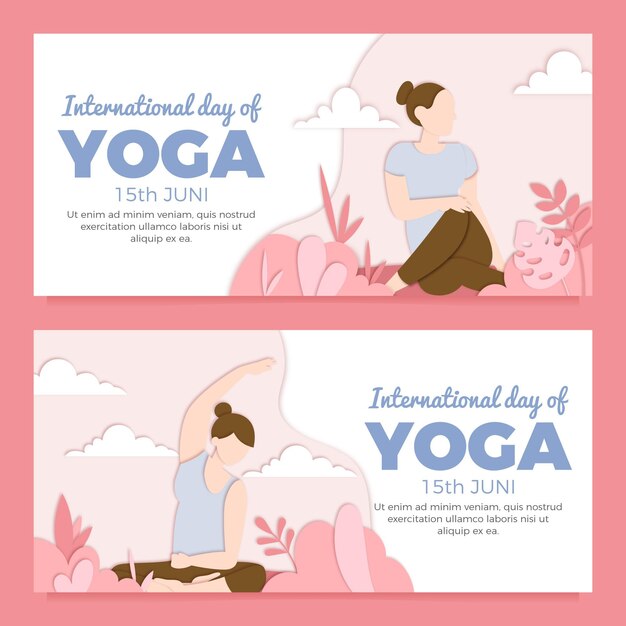 International day of yoga banner in paper style