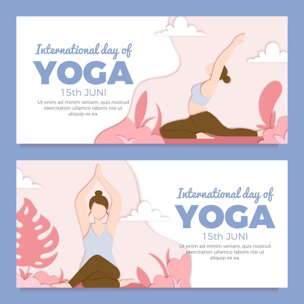 International day of yoga banner in paper style