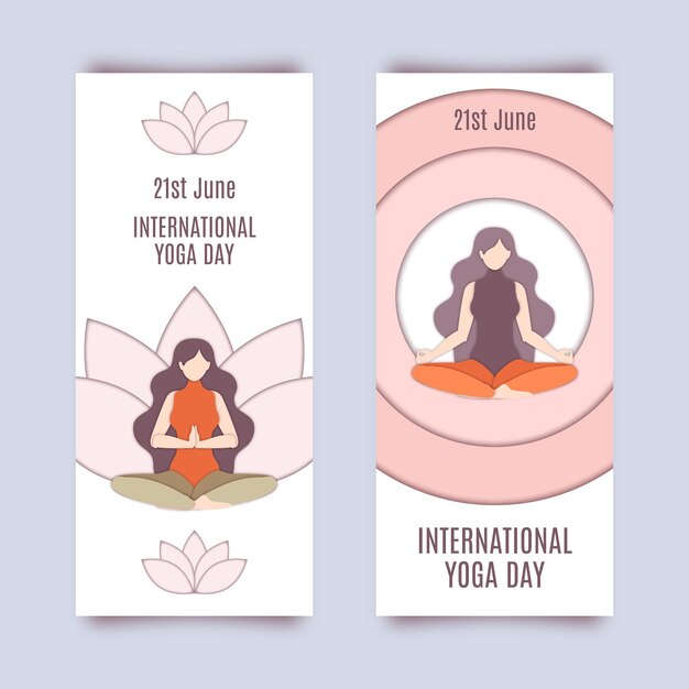 International day of yoga banner in paper style