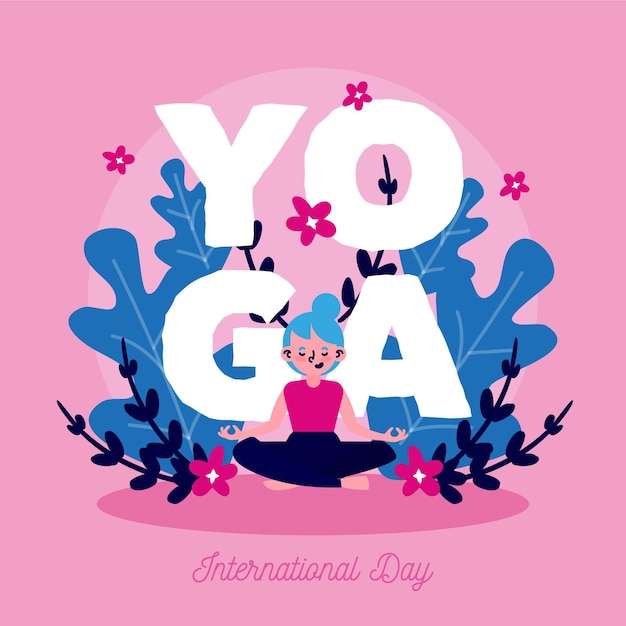 Free vector international day of yoga drawing concept