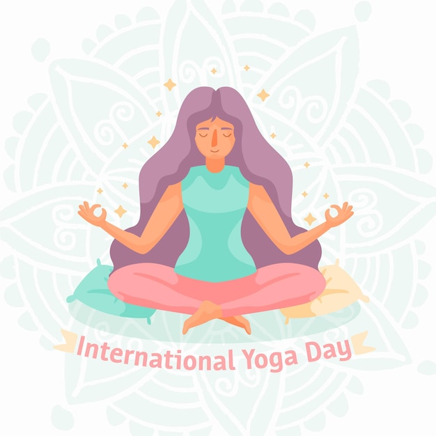 Free vector international day of yoga drawing design