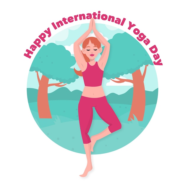 Free vector international day of yoga drawing theme