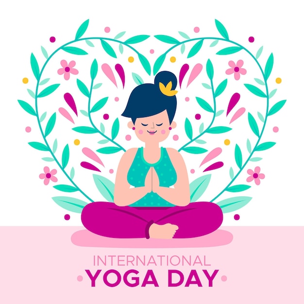 Free Vector international day of yoga illustrated design