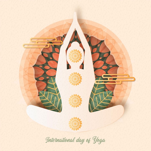 International day of yoga illustration in paper style