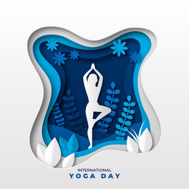 International day of yoga illustration in paper style