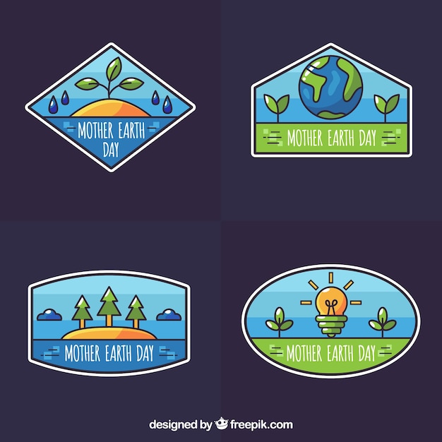 Free Vector international earth day labels in flat design