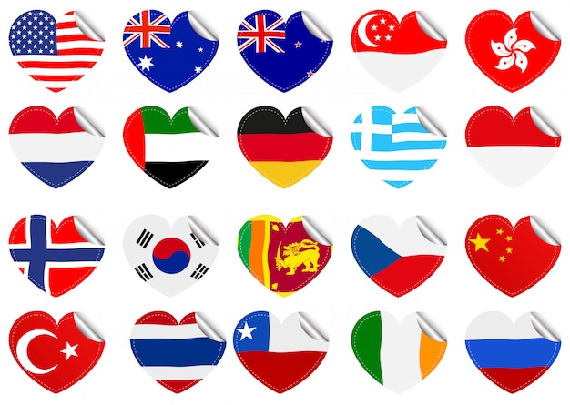 Free Vector international flags on heart shape