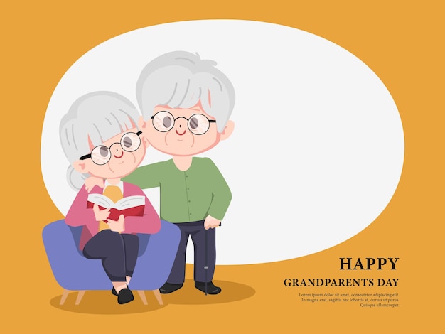 International grandparents day illustration cute cartoon vector.