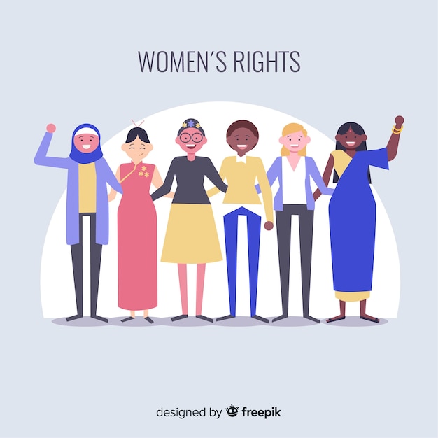 Free vector international group of women with flat design