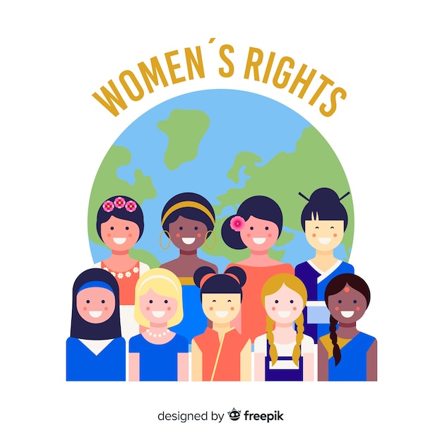 International group of women with flat design